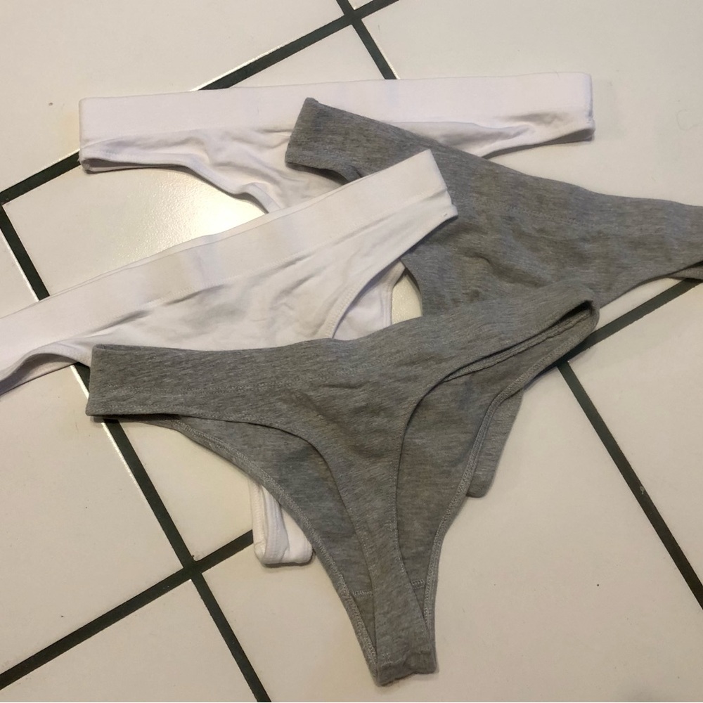Ladies 2XL Sexy Basics Cotton Thongs-2white/2grey